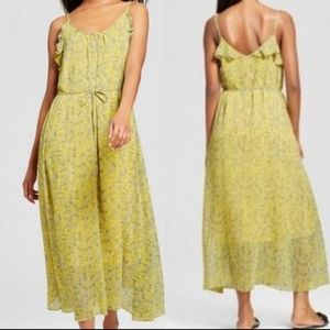 NWOT Yellow floral Maxi spaghetti strap dress